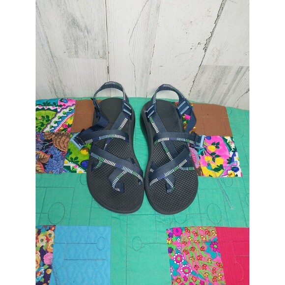 CHACO WOMENS Z/CLOUD ADJUSTABLE STRAP SANDAL IN BLUE/BLACK/GREEN COLORS SIZE 8 - Picture 3 of 9